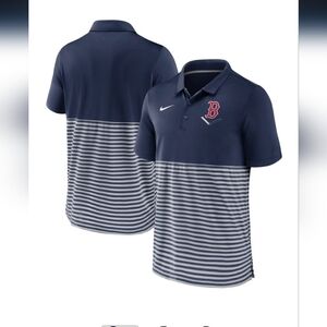 Men's Boston Red Sox Nike Navy/Gray Home Plate Striped Polo Large